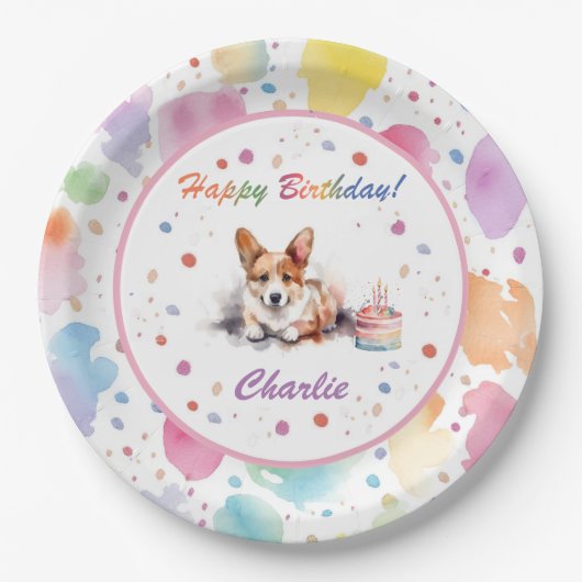 Pembroke Welsh Corgi Waterverf Papier Bord (Voorkant)