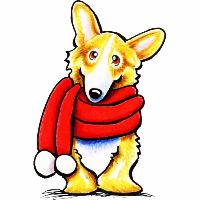 Pembroke Welsh Corgi Winter Scarf Fotobeeldje Magneet (Voorkant)