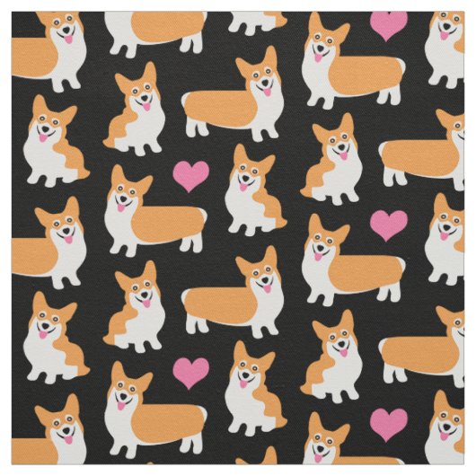 Pembroke Welsh Corgis and Hearts Stof (Swatch)