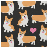 Pembroke Welsh Corgis and Hearts Stof (Close Up)