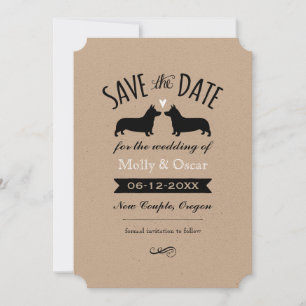 Pembroke Welsh Corgis Huwelijks Bewaar de Datum Save The Date