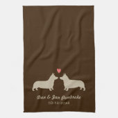 Pembroke Welsh Corgis met Heart Personalized Theedoek (Verticaal)
