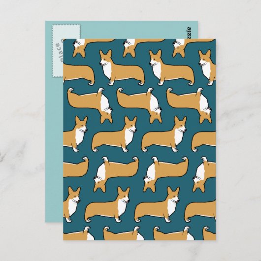 Pembroke Welsh Corgis Pattern Briefkaart (Voorkant / Achterkant)