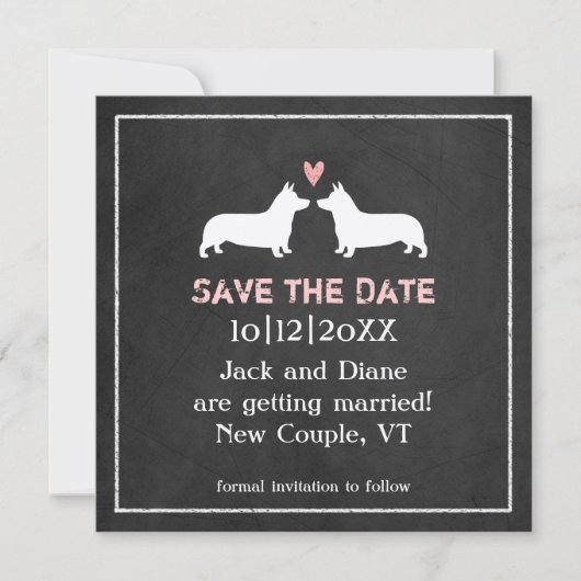 Pembroke Welsh Corgis Trouw Save the Date (Voorkant)