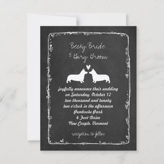 Pembroke Welsh Corgis Wedding Invitation Kaart (Voorkant)