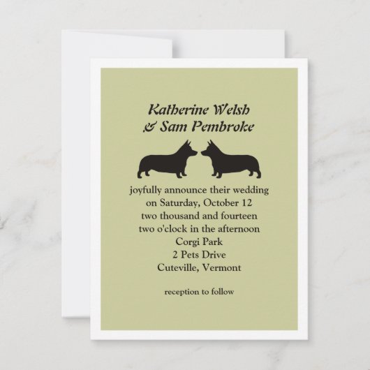 Pembroke Welsh Corgis Wedding Invitation Kaart (Voorkant)
