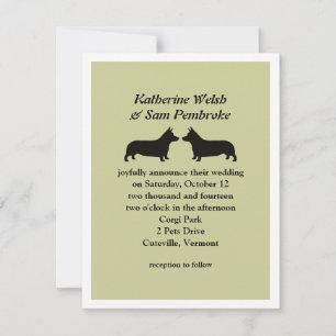 Pembroke Welsh Corgis Wedding Invitation Kaart