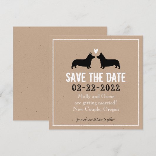 Pembroke Welsh Corgis Wedding Save the Date (Voorkant / Achterkant)