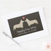 Pembroke Welsh Corgy's met Hart en Tekst Rechthoekige Sticker (Envelop)