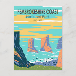 Pembrokeshire Coast National Park Wales Vintage Briefkaart