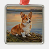 Pembrook Welsh Corgi Metalen Ornament (Voorkant)