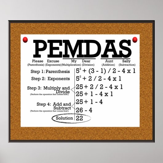 PEMDAS Bulletin Board *UPDATED* Poster (Voorkant)