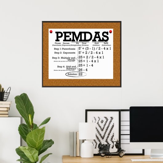 PEMDAS Bulletin Board *UPDATED* Poster (Thuiskantoor)