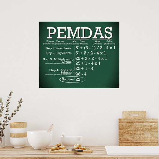 PEMDAS-Poster *Bijgewerkt* Poster (Keuken)
