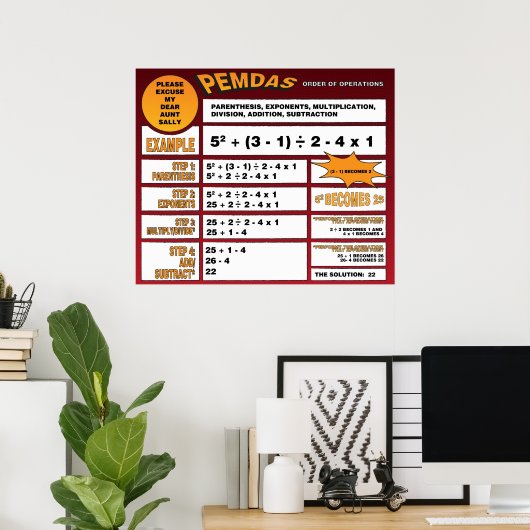 PEMDAS-Poster Poster (Thuiskantoor)