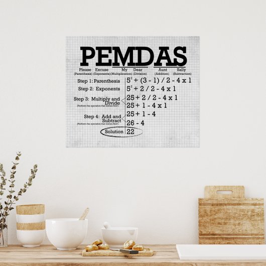 PEMDAS-Poster *UPDATED* Poster (Keuken)
