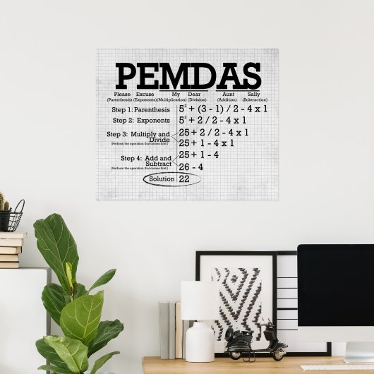 PEMDAS-Poster *UPDATED* Poster (Thuiskantoor)