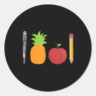 Pen Ananas Apple Pen Grappig Ronde Sticker