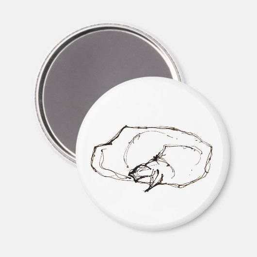 Pen and Ink Art Sleeping Cat Drawing Magneet (Voorkant / Achterkant)