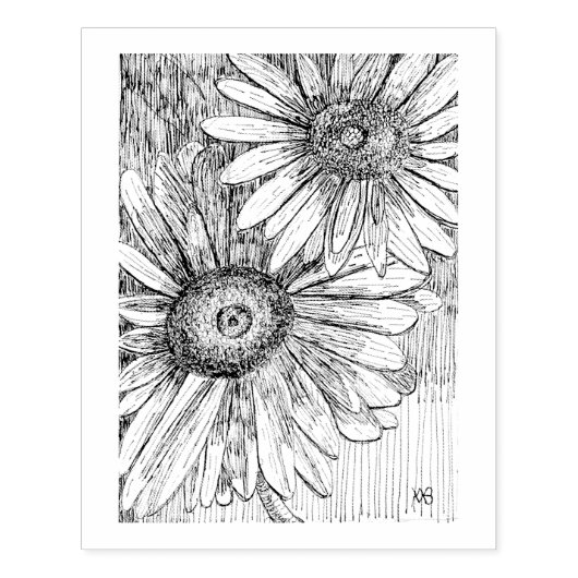 Pen and Ink Daisies Rubberstempel (Afrduk)