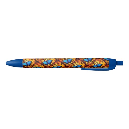 Pen/Blue Morpho Butterflies Zwarte Inkt Pen (Bodem)