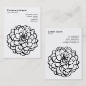 Pen en Ink Dahlia - Zwart op wit Visitekaartje (Voorkant / Achterkant)