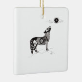 Pen en Ink Howling Wolf Ornament (Rechts)