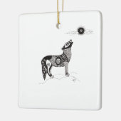 Pen en Ink Howling Wolf Ornament (Links)