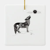 Pen en Ink Howling Wolf Ornament (Achterkant)