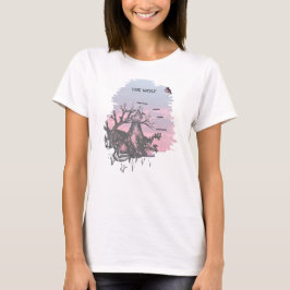 Pen en Ink Wolf, Lijnschets Letters Dames T-shirt