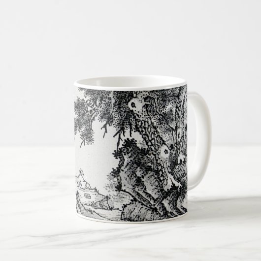 Pen en inkt Chinees landschap met pijnbomen Koffiemok (Voorkant rechts)