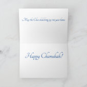 Pen en Inkt Fancy Chanukah Menorah op blauw veld Feestdagen Kaart (Binnen)