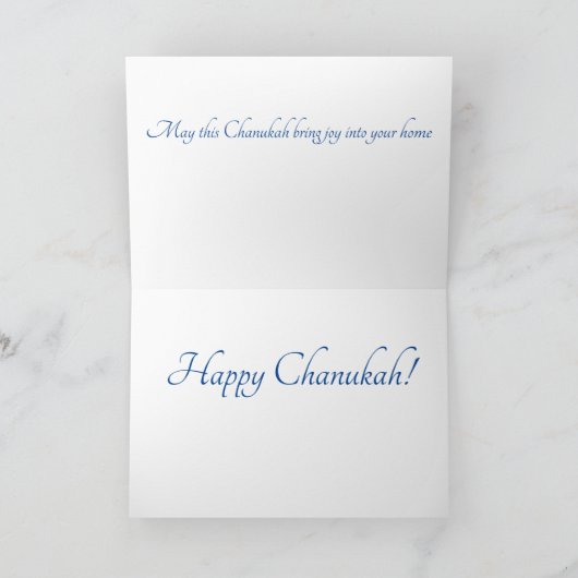 Pen en Inkt Fancy Chanukah Menorah op blauw veld Feestdagen Kaart (Binnen)