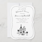 Pen en inkt grillig handgetekende repetitie diner kaart (Voorkant)