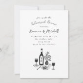 Pen en inkt grillig handgetekende repetitie diner kaart (Voorkant)