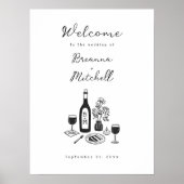 Pen en inkt grillige hand getrokken bruiloft welko poster (Voorkant)
