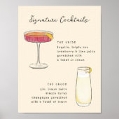 Pen en inkt grillige hand getrokken cocktails teke poster (Voorkant)