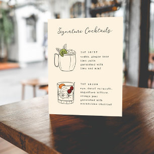 Pen en inkt grillige hand getrokken cocktails teke poster