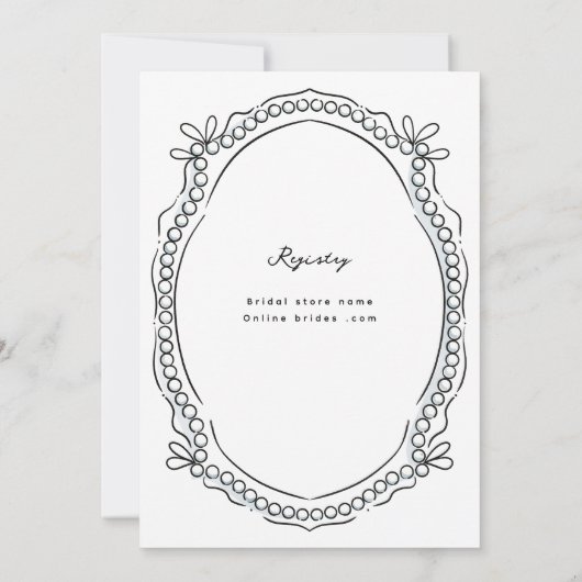 Pen en Inkt Linten en Parels Kaart (Achterkant)