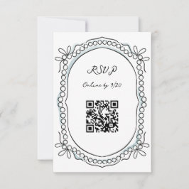 Pen en Inkt Linten en Parels QR Code RSVP Kaartje