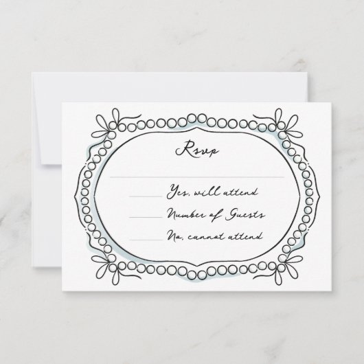 Pen en Inkt Linten en Parels RSVP Kaartje (Voorkant)