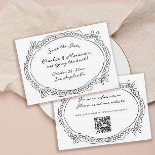 Pen en Inkt Linten en Parels Save The Date