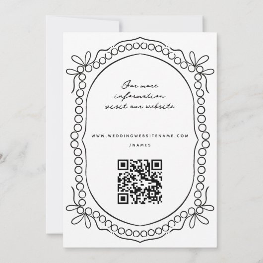 Pen en Inkt Linten en Parels Save The Date (Achterkant)