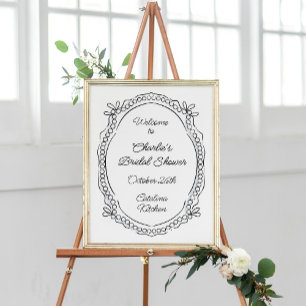 Pen en inkt linten en parels welkom teken poster