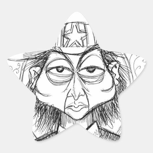 Pen en Inkt Scary Guy Ster Sticker (Voorkant)
