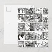 Pen en inkt tekening landschap vierkant ontwerp briefkaart (Voorkant / Achterkant)