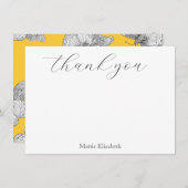 Pen en inkt Vlinder Patroon Gele achtergrond Bedankkaart (Voorkant / Achterkant)