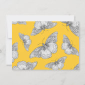 Pen en inkt Vlinder Patroon Gele achtergrond Bedankkaart (Achterkant)