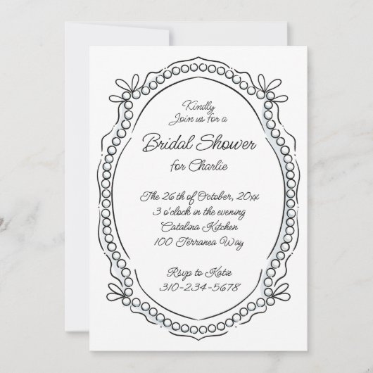 Pen en inktlinten en parels alt-tekst kaart (Voorkant)