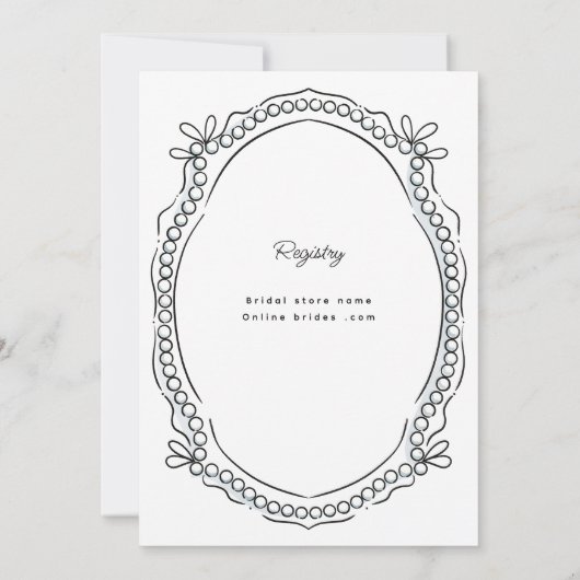 Pen en inktlinten en parels alt-tekst kaart (Achterkant)